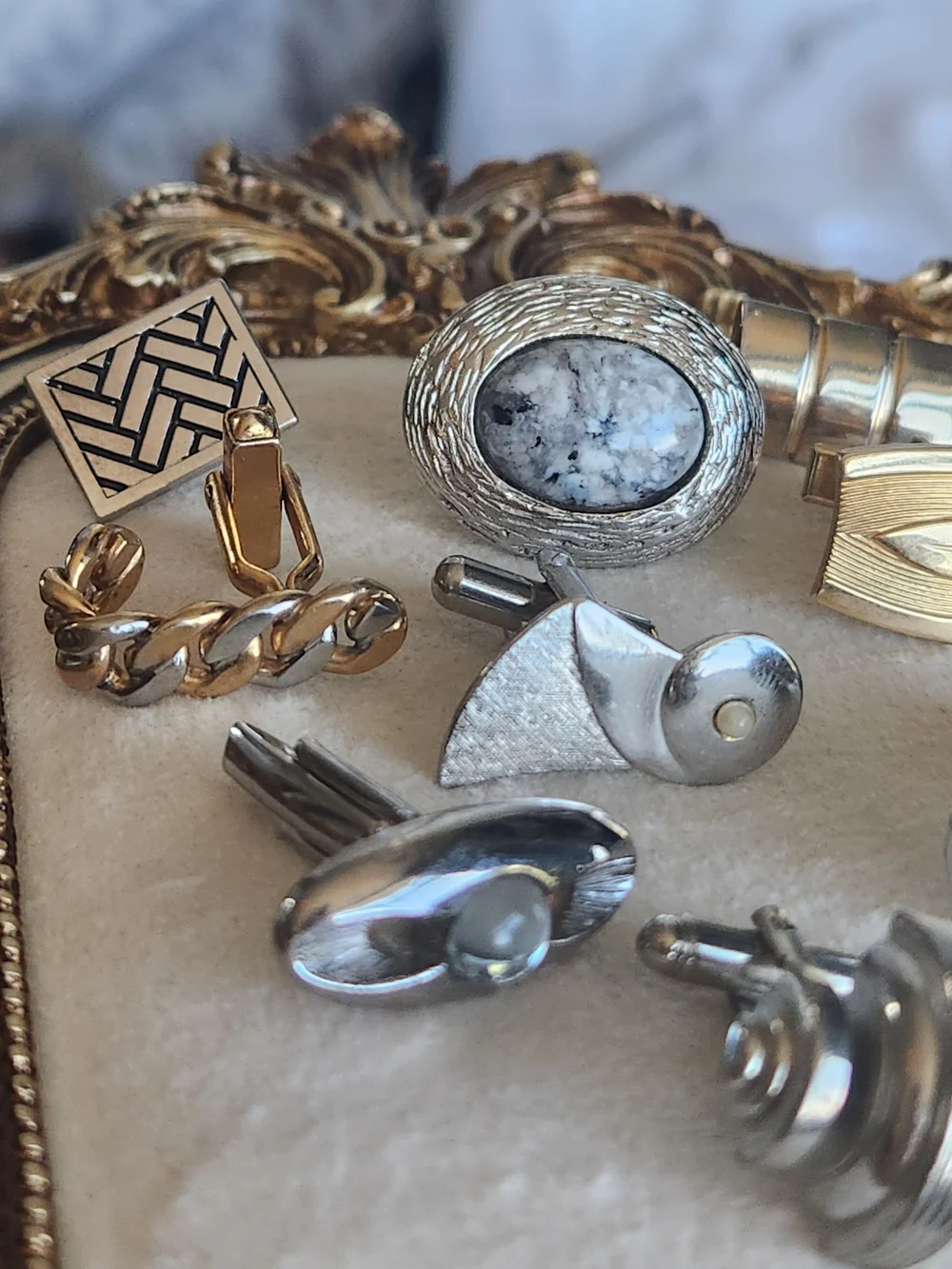 Estate Lot 9 VTG Single Art Deco Cuff Links MCM Craft Repair